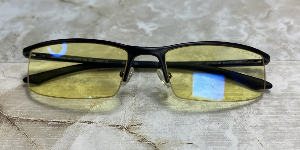 Gunnar Optiks Attache Emissary Onyx Gaming Glasses Yellow Lenses 55-18-138
